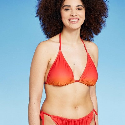  Women's Triangle Bikini Top - Wild Fable™ Orange Ombre Print