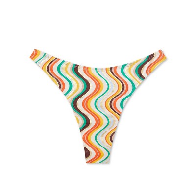  Women's Extra High Leg Ultra Cheeky Bikini Bottom - Wild Fable™ Multi Striped