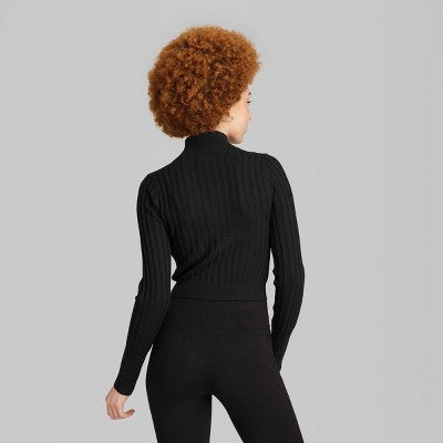  Women's Fitted Mock Turtleneck Zip-Up Cardigan - Wild Fable™