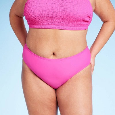  Women's Mid-Rise Full Coverage Bikini Bottom - Wild Fable™ Pink