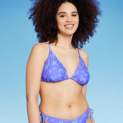  Women's Triangle Bikini Top - Wild Fable™ Purple Butterfly Print 