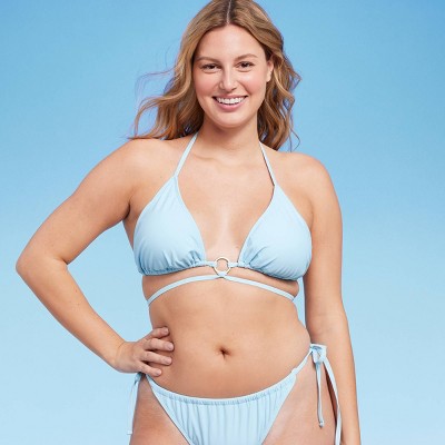  Women's Ring Front Strappy Triangle Bikini Top - Wild Fable™