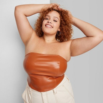  Women's Faux Leather Tube Top - Wild Fable™