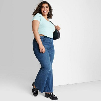  Women's High-Rise Flare Jeans - Wild Fable™ Dark Blue Wash