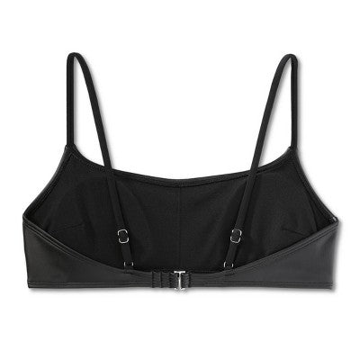  Women's Faux Leather Bralette Bikini Top - Wild Fable™ Black