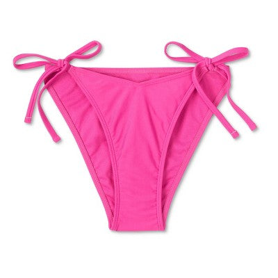  Women's V-Front Side-Tie High Leg Extra Cheeky Bikini Bottom - Wild Fable™ Magenta