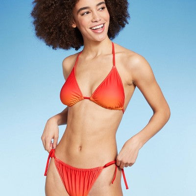  Women's Triangle Bikini Top - Wild Fable™ Orange Ombre Print