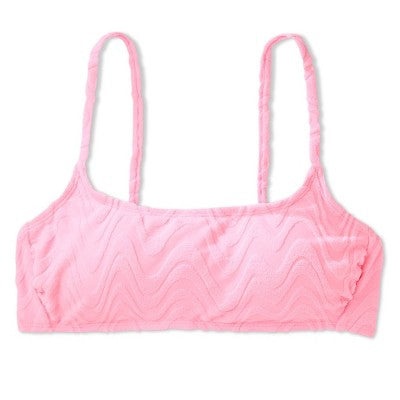  Women's Wavy Terry Textured Bralette Bikini Top - Wild Fable™ Light Pink
