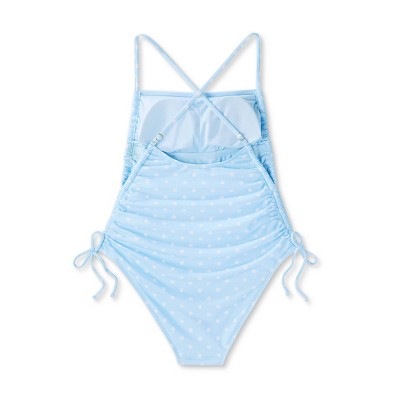  Women's Side-Cinch Detail Extra High Leg Cheeky One Piece Swimsuit - Wild Fable™ Blue