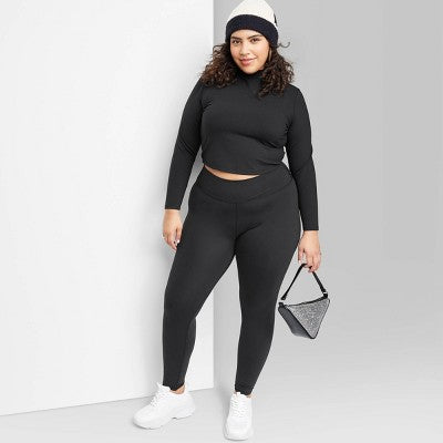  Women's High-Waisted Slim Fit Skinny Synthetic Leggings - Wild Fable™