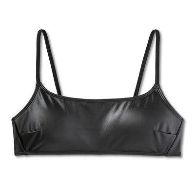  Women's Faux Leather Bralette Bikini Top - Wild Fable™ Black