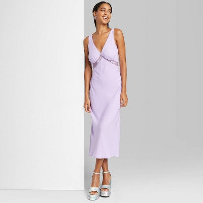  Women's Lace Detail Slip Midi Dress - Wild Fable™