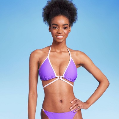  Women's Strappy Ring Front Triangle Bikini Top - Wild Fable™ Purple