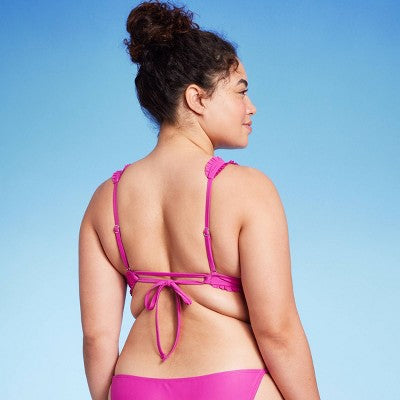  Women's Smocked Detail Longline Bikini Top - Wild Fable™ Purple