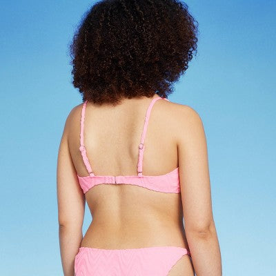  Women's Wavy Terry Textured Bralette Bikini Top - Wild Fable™ Light Pink