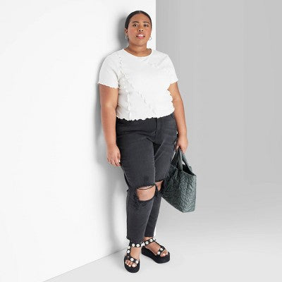  Women's Super-High Rise Curvy Tapered Jeans - Wild Fable™ Black Wash