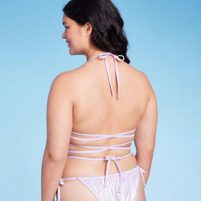  Women's Extreme Wrap Triangle Bikini Top - Wild Fable™ Light Purple Iridescent