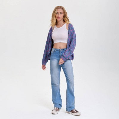  Women's V-Neck Button-Front Cardigan - Wild Fable™ Purple Abstract
