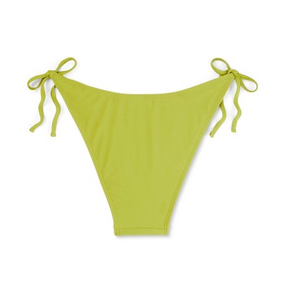  Women's Crochet Trim Side-Tie High Leg Extra Cheeky Bikini Bottom - Wild Fable™ Green