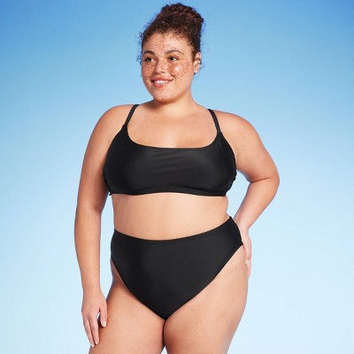  Women's Cheeky High Waist High Leg Bikini Bottom - Wild Fable™ Black