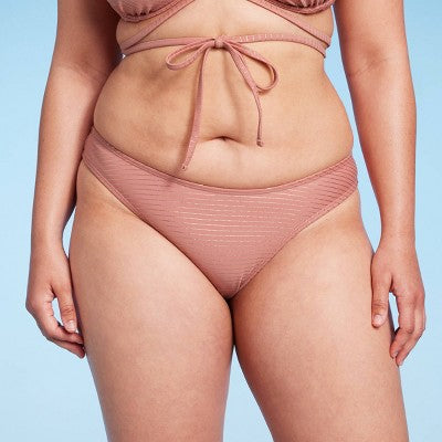  Women's High Leg Cheeky Bikini Bottom - Wild Fable™ Brown Lurex