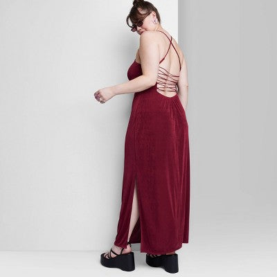 Women's Lace-Up Back Maxi Bodycon Dress - Wild Fable™