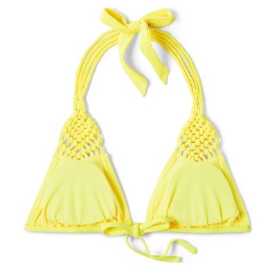  Women's Macrame Detail Triangle Bikini Top - Wild Fable™ Yellow