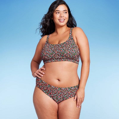  Women's Hipster High Leg Bikini Bottom - Wild Fable™ Multi Floral Print