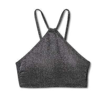  Women's High Next Halter Bralette Bikini Top - Wild Fable™ Black Lurex