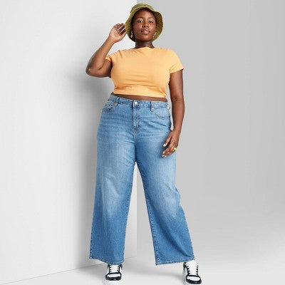  Women's Super-High Rise Wide Leg Baggy Jeans - Wild Fable™ Blue Wash 
