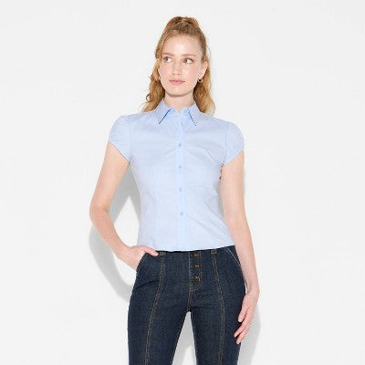  Women's Puff Sleeve Button-Down Shirt - Wild Fable™