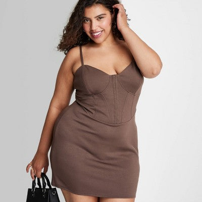  Women's Sleeveless Corset Mini Knit Bodycon Dress - Wild Fable™
