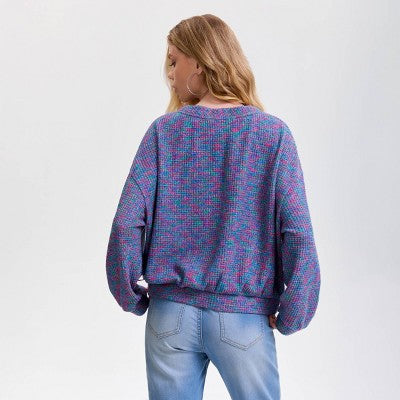  Women's V-Neck Button-Front Cardigan - Wild Fable™ Purple Abstract
