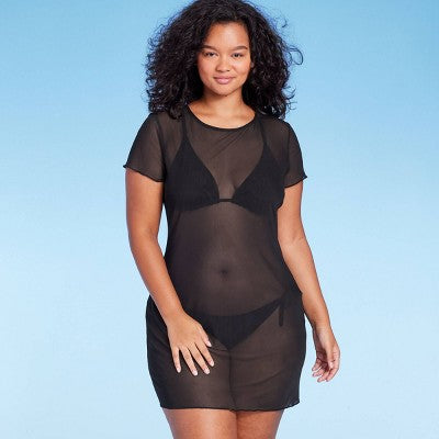  Women's Mesh Cover Up Short Sleeve Mini Dress - Wild Fable™