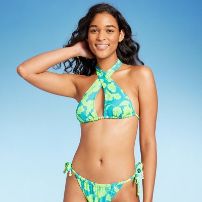  Women's Bead Detail U-Neck Multi-Way Bralette Bikini Top - Wild Fable™ Multi Tropical Print