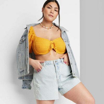  Women's High-Rise Cutoff Midi Jean Shorts - Wild Fable™