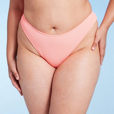  Women's Pucker Textured Extra Cheeky Extra High Leg Bikini Bottom - Wild Fable™