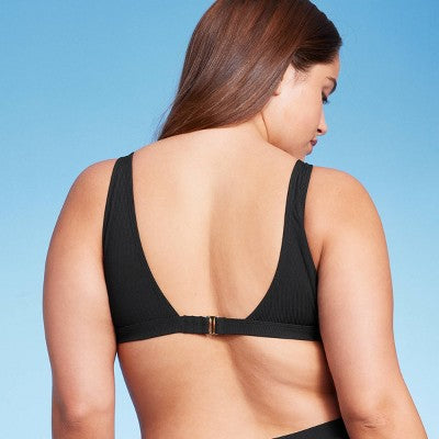  Women's Ribbed Scoop Bralette Bikini Top - Wild Fable™