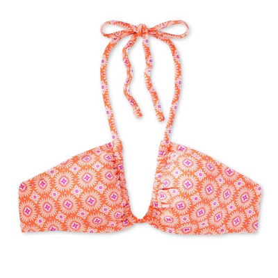  Women's U Bralette Multiway Bikini Top - Wild Fable™ Orange Tile Print