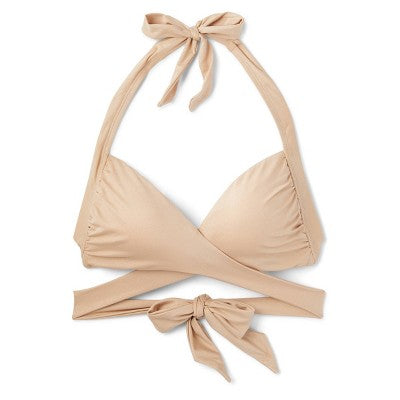  Women's Longline Wrap Front Bralette Bikini Top - Wild Fable™ Gold