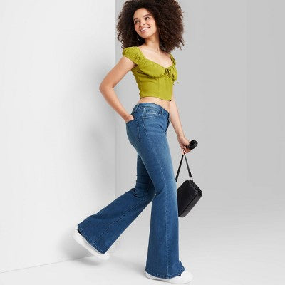  Women's High-Rise Flare Jeans - Wild Fable™ Dark Blue Wash