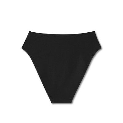  Women's High Leg Cheeky High Waist Bikini Bottom - Wild Fable™ Black