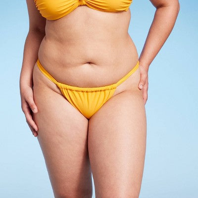  Women's Scarf Side Adjustable Coverage Bikini Bottom - Wild Fable™ Yellow
