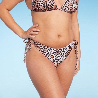  Women's Cut Out Strappy Side-Tie Extra High Leg Extra Cheeky Bikini Bottom - Wild Fable™ Multi Animal Print