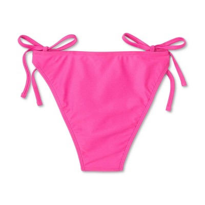  Women's V-Front Side-Tie High Leg Extra Cheeky Bikini Bottom - Wild Fable™ Magenta