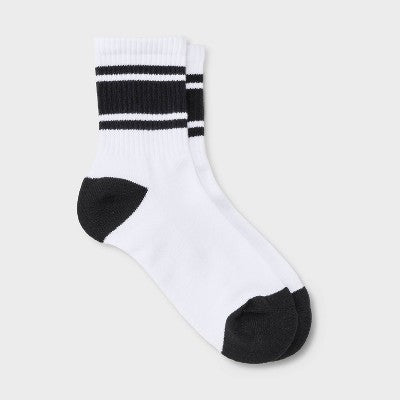  Women's Game Day Varsity Stripe Ribbed Cushioned Mid Crew Socks - Wild Fable™