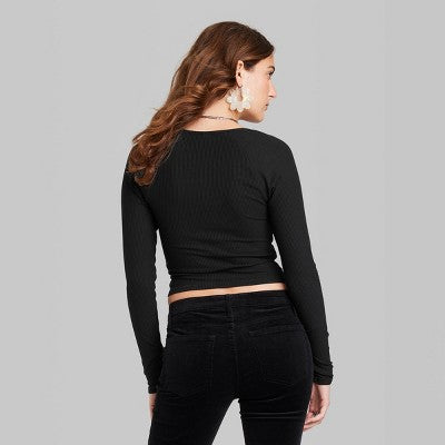  Women's Long Sleeve Sweetheart Neck Seamless Shirt - Wild Fable™