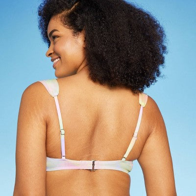  Women's Mesh Overlay Underwire Bikini Top - Wild Fable™ Multi Swirl Print
