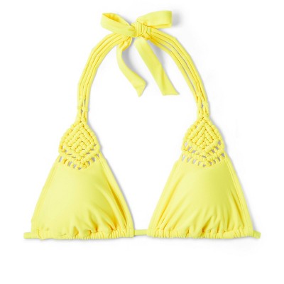  Women's Macrame Detail Triangle Bikini Top - Wild Fable™ Yellow