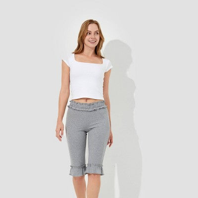  Women's High-Rise Ruffle Slim Leg Capri Tights - Wild Fable™ Heather Gray
